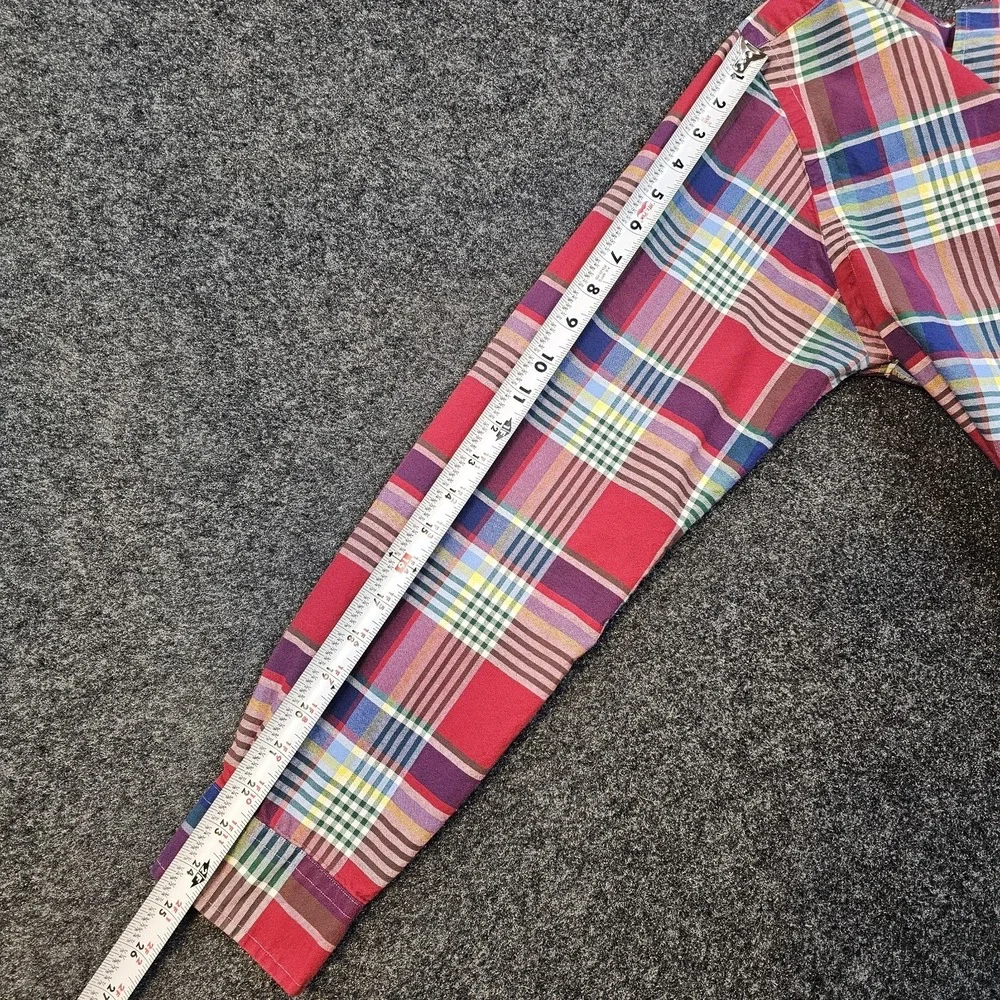 Ralph Lauren Slim Fit Madras Patchwork Plaid Button Down Shirt Mens Large Cotton